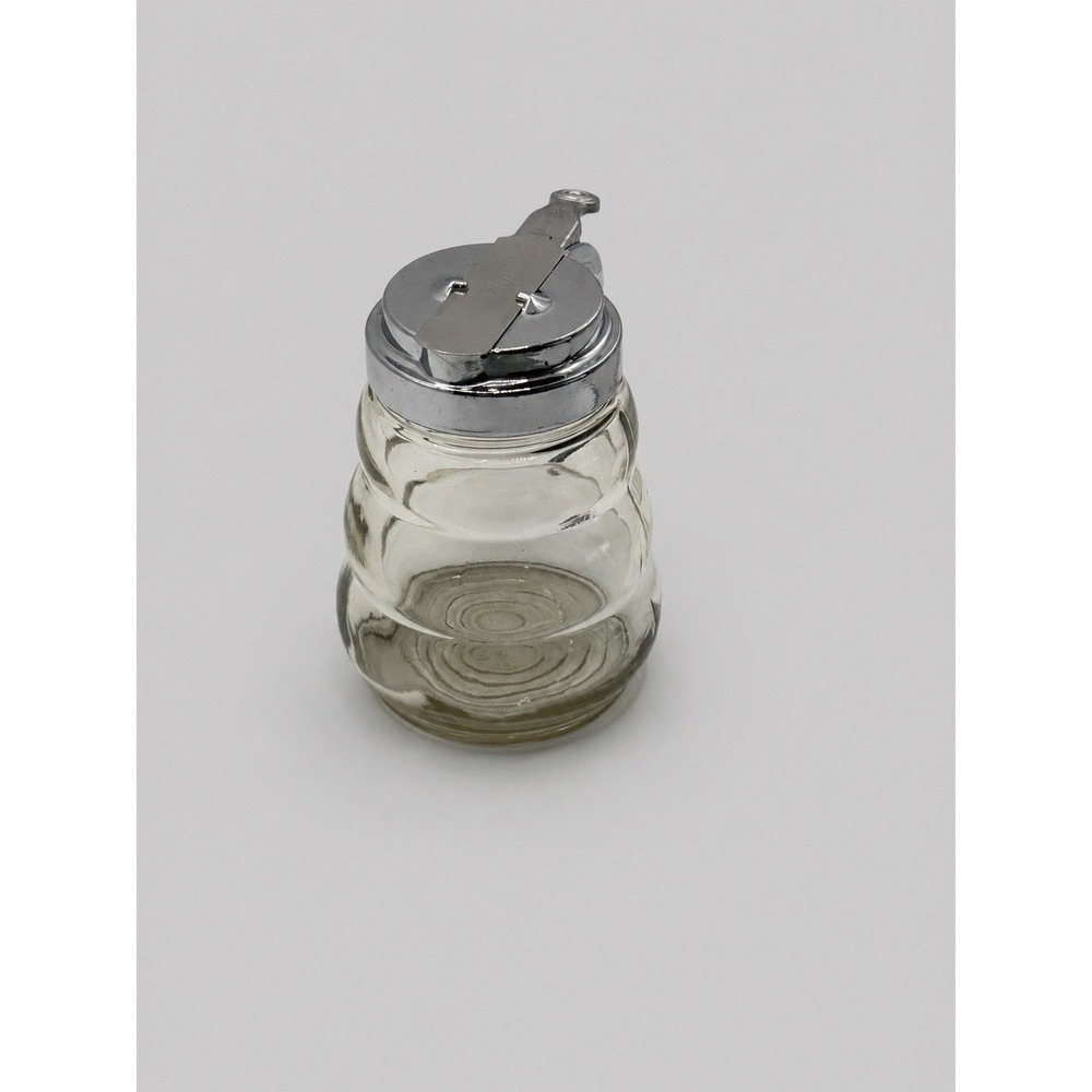 Vintage Dripcut Glass Syrup Dispenser Chrome Lid Handle Maple Syrup OUTOFSTOCK